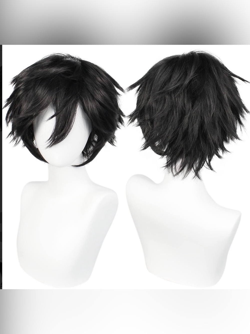 Unisex Anime Short Black Wig Straight Hair Cosplay Costume Party Heat Resistant